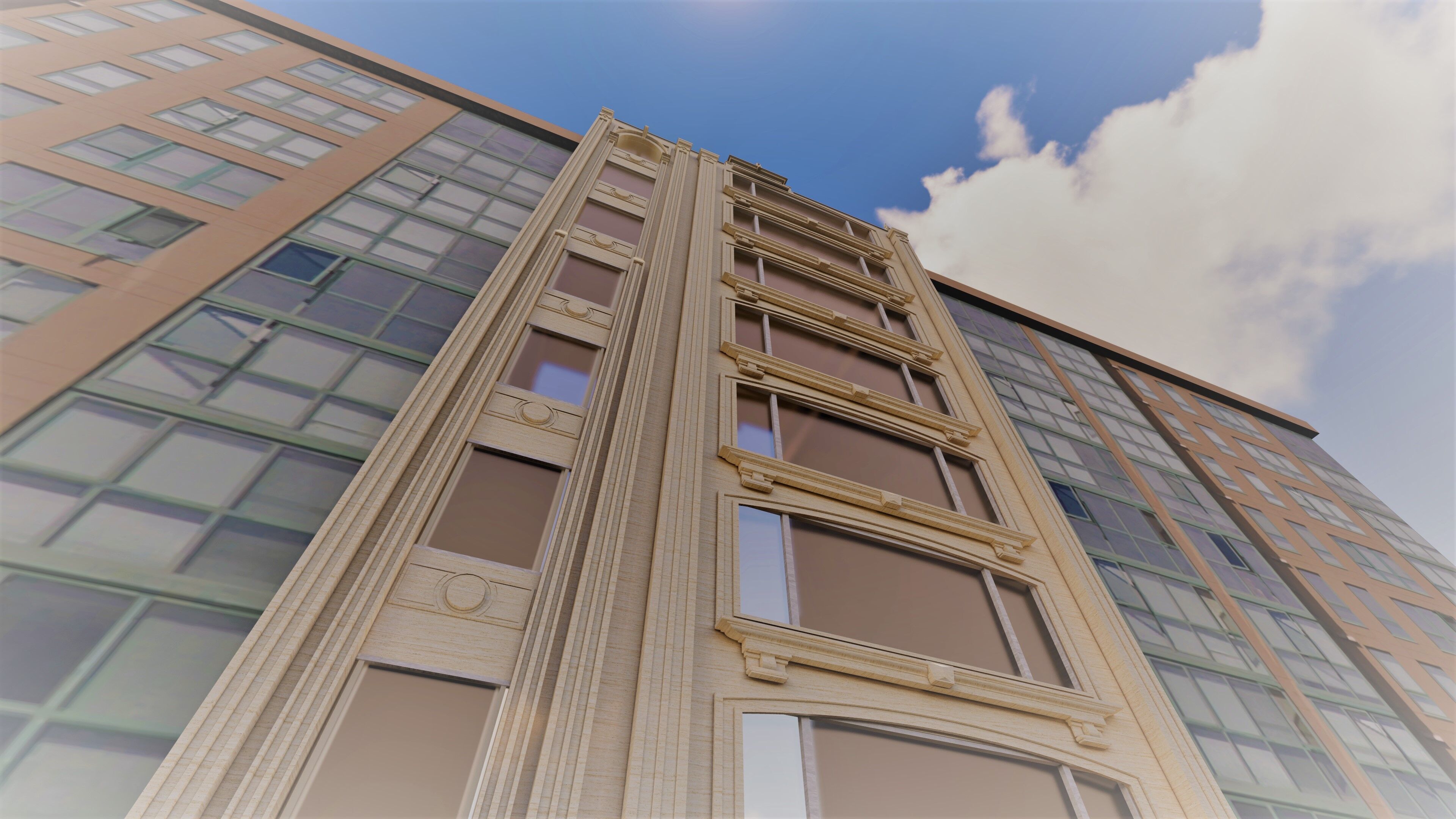 Classic stone facade-Building Classic Facade Element 3D model_7