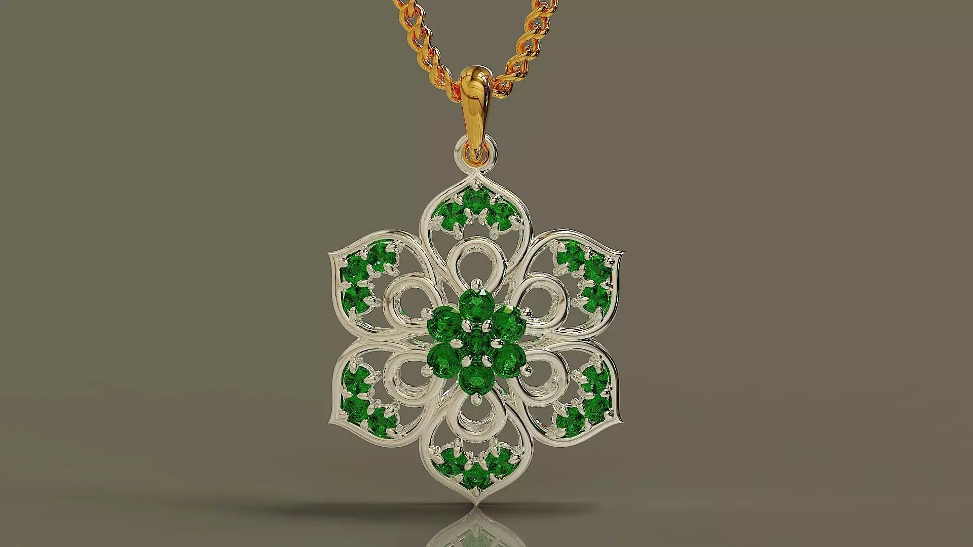 Prong set dimaond flower pendant 3D print model
