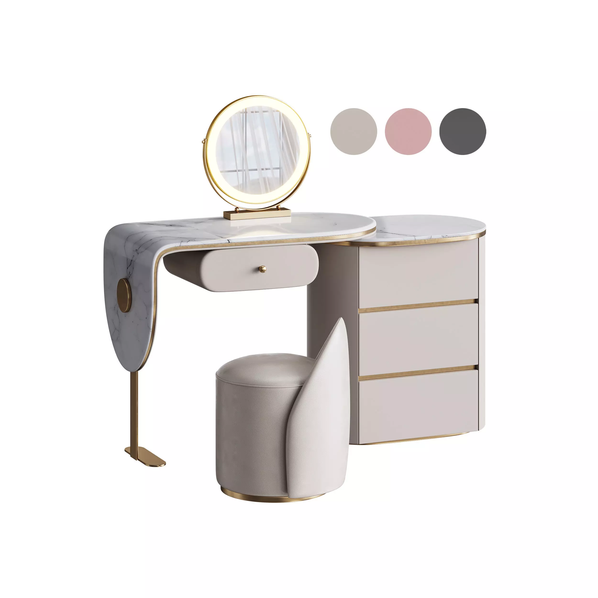 Ensemble de meuble lavabo moderne en bois massif minimaliste 3D model_0