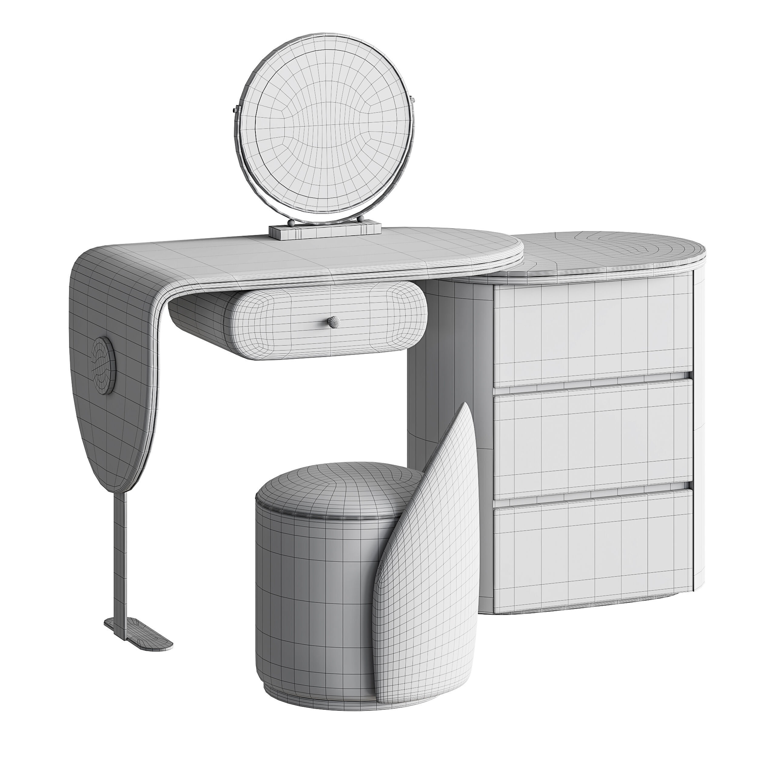 Ensemble de meuble lavabo moderne en bois massif minimaliste 3D model_13