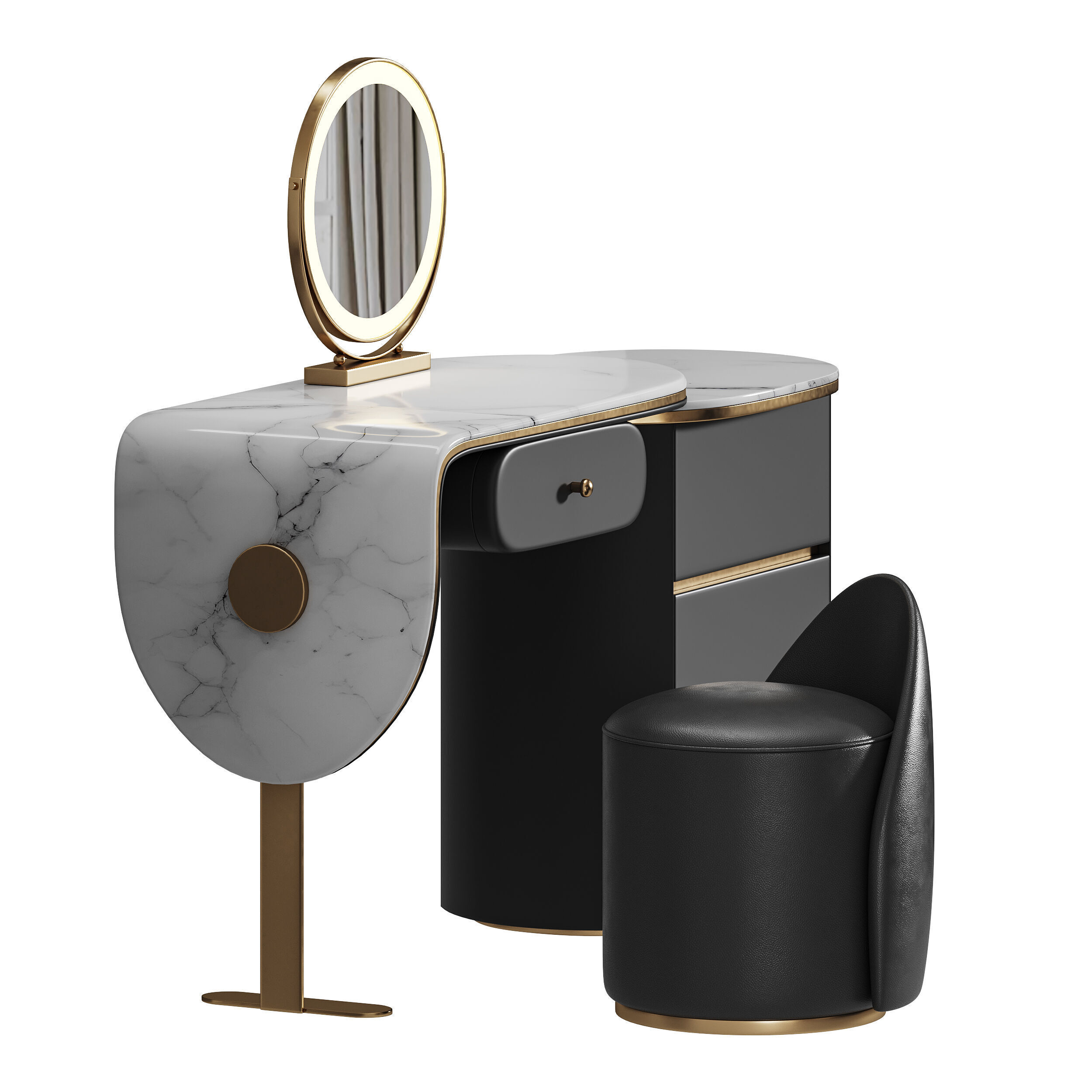 Ensemble de meuble lavabo moderne en bois massif minimaliste 3D model_8