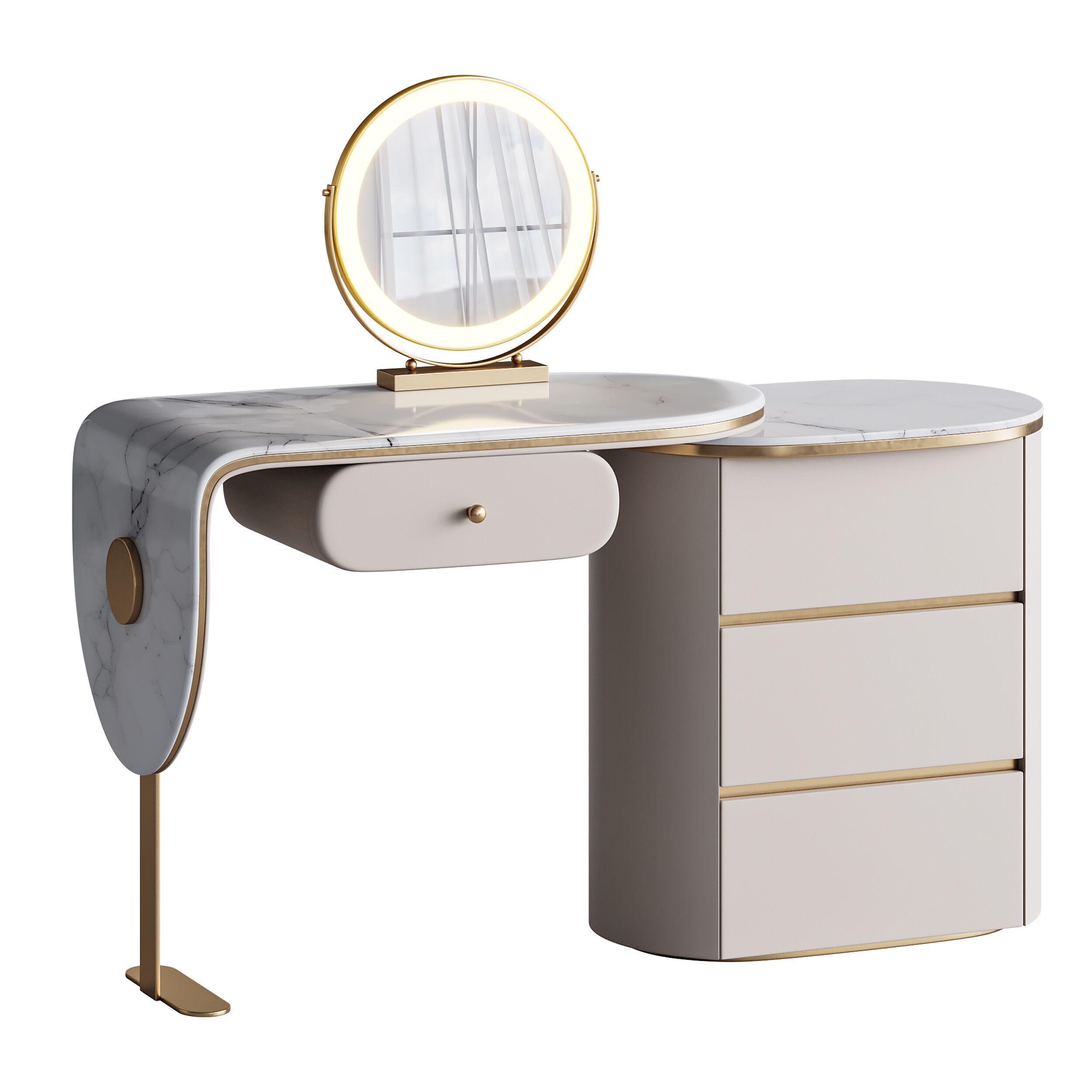 Ensemble de meuble lavabo moderne en bois massif minimaliste 3D model_3