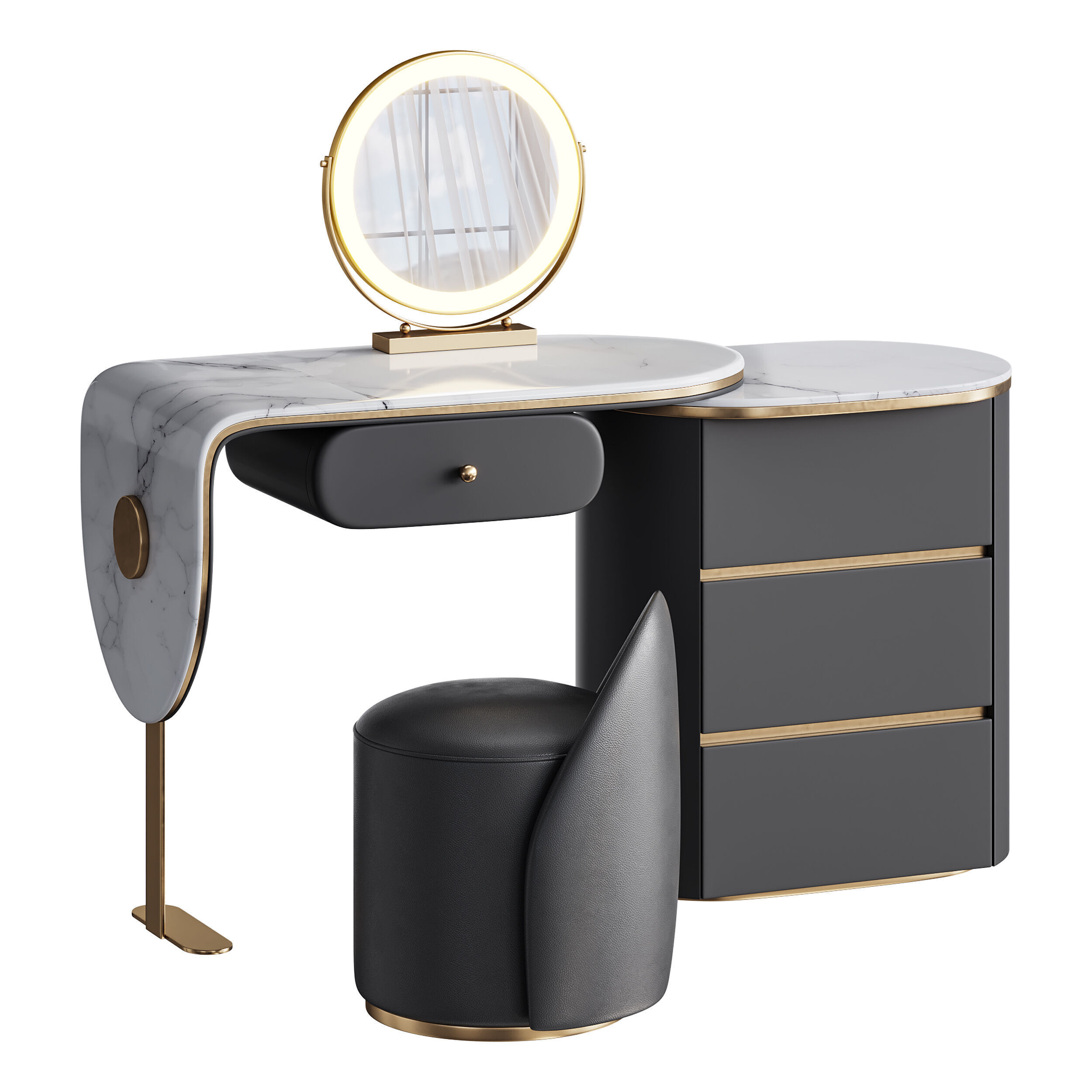 Ensemble de meuble lavabo moderne en bois massif minimaliste 3D model_1