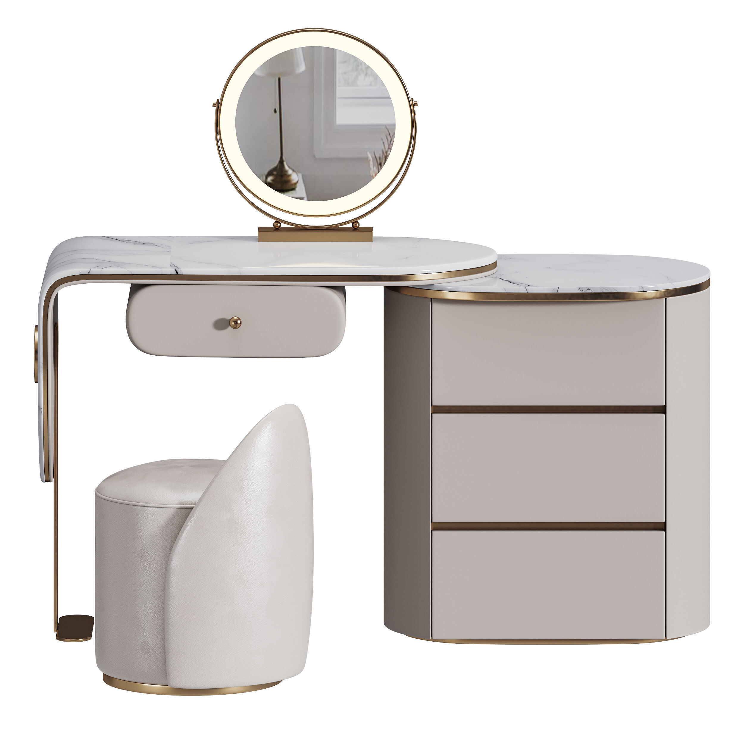 Ensemble de meuble lavabo moderne en bois massif minimaliste 3D model_6