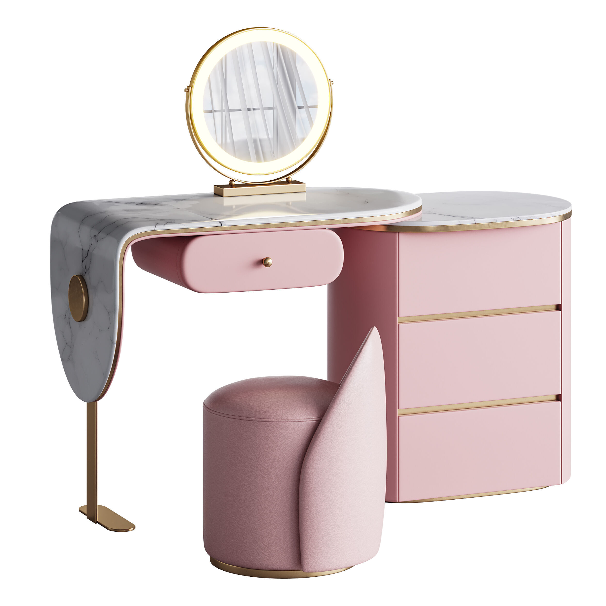 Ensemble de meuble lavabo moderne en bois massif minimaliste 3D model_7