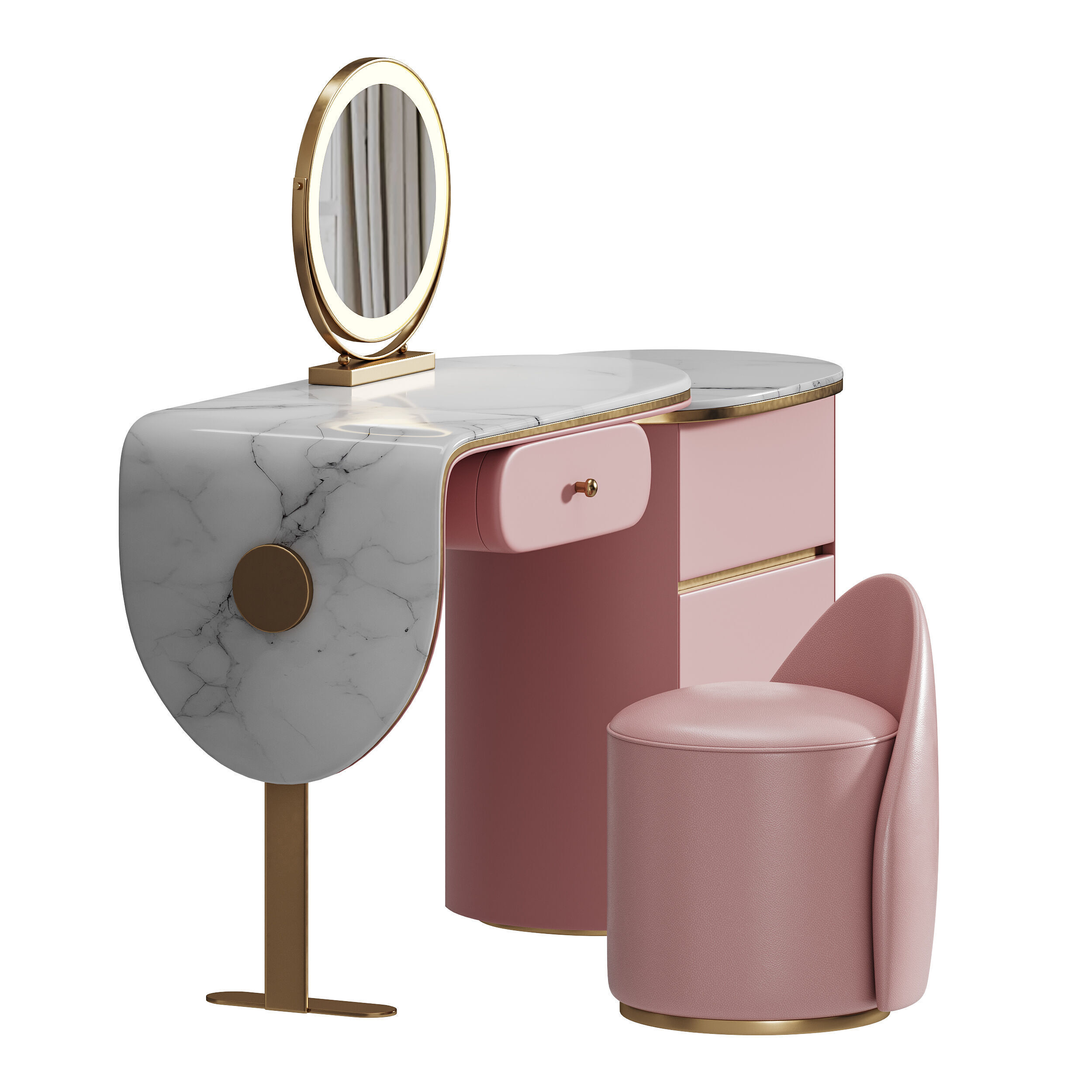 Ensemble de meuble lavabo moderne en bois massif minimaliste 3D model_9