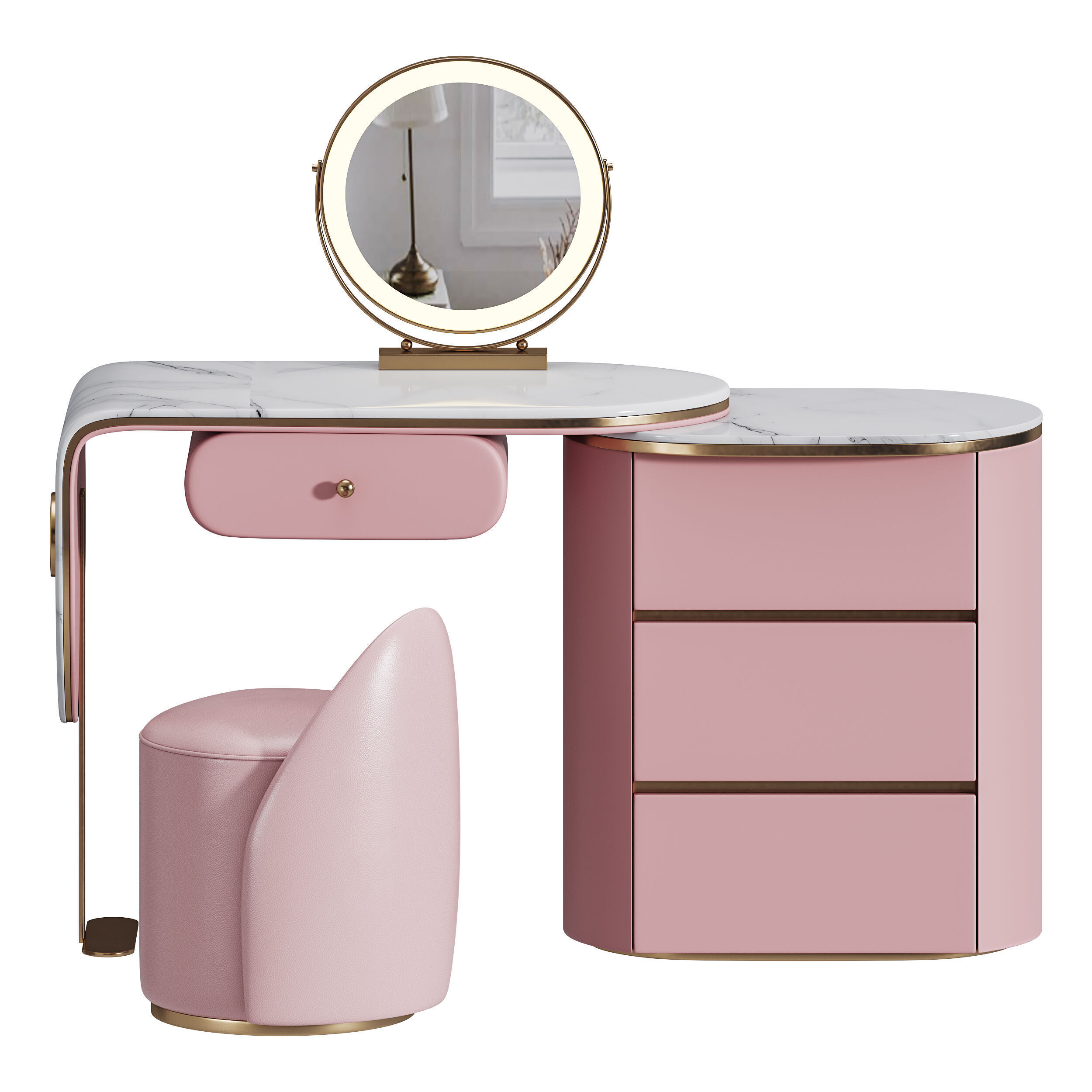 Ensemble de meuble lavabo moderne en bois massif minimaliste 3D model_2