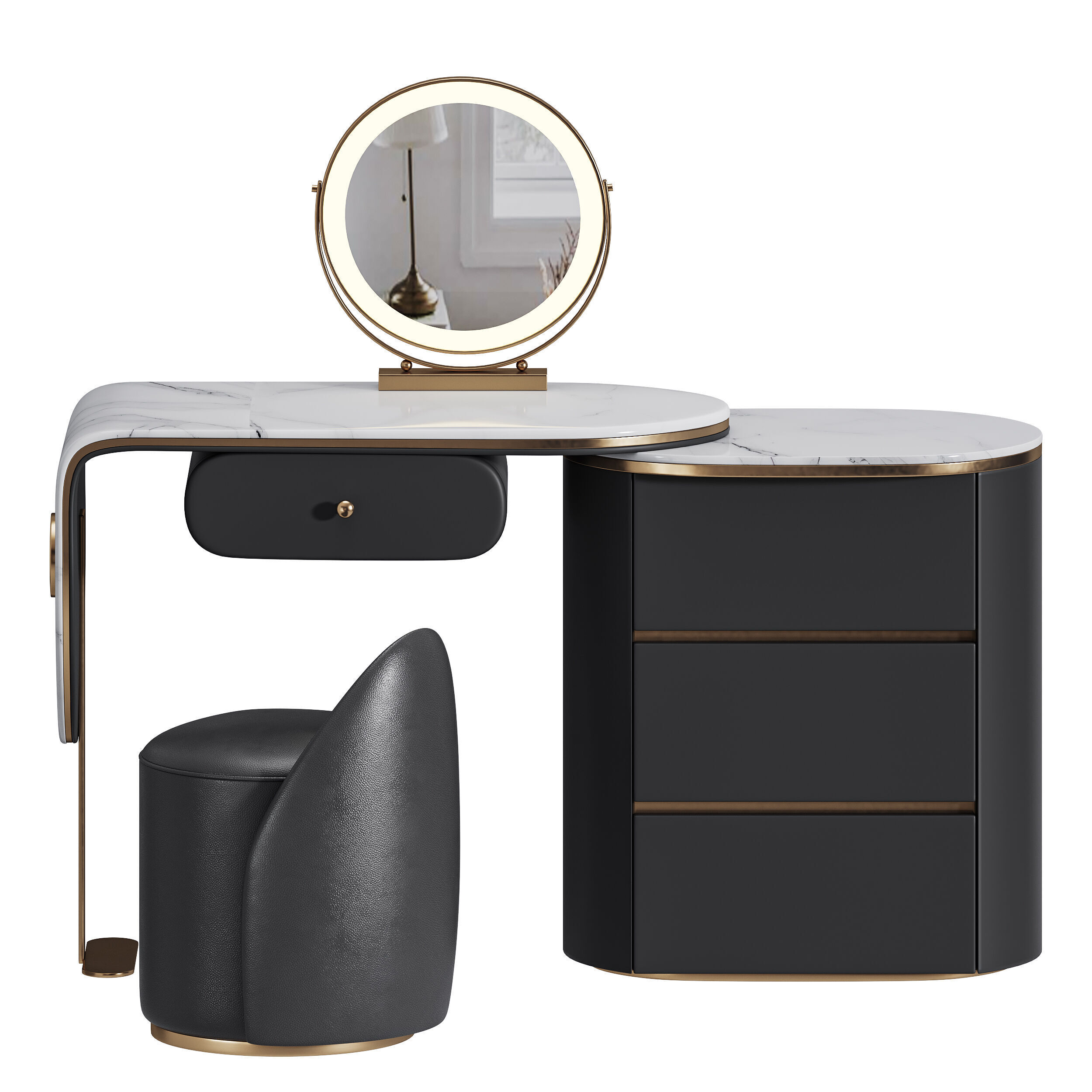 Ensemble de meuble lavabo moderne en bois massif minimaliste 3D model_4