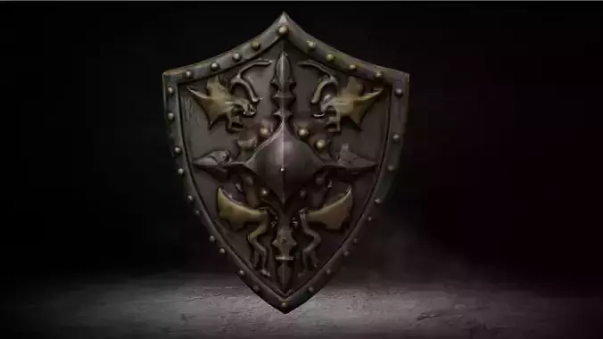Medieval Cursed Shield Low-poly 3D Model