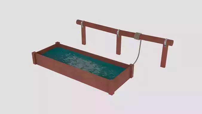 Horse Trough and Horse Post Low-poly  Low-poly 3D model