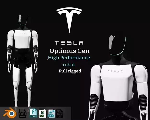 Optimus Gen tesla robot  Advanced Humanoid Robot Fully Rigged Low-poly 3D model