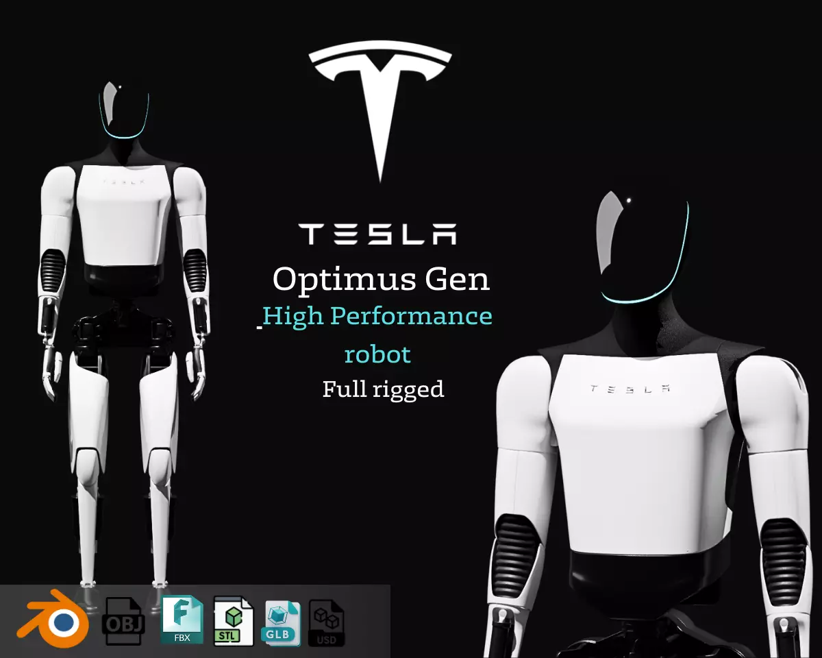 Optimus Gen tesla robot  Advanced Humanoid Robot Fully Rigged Low-poly 3D model_0