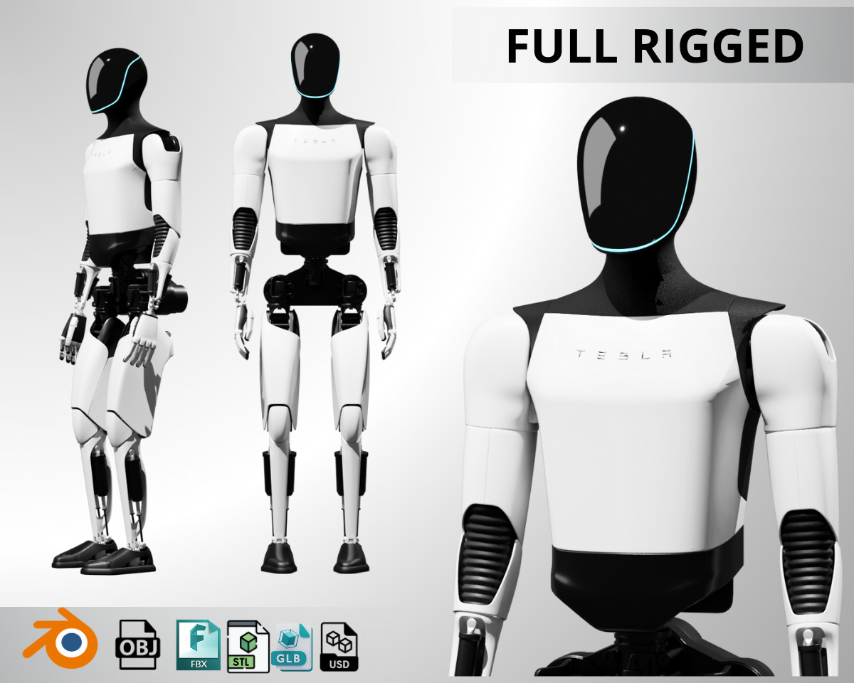 Optimus Gen tesla robot  Advanced Humanoid Robot Fully Rigged Low-poly 3D model_1