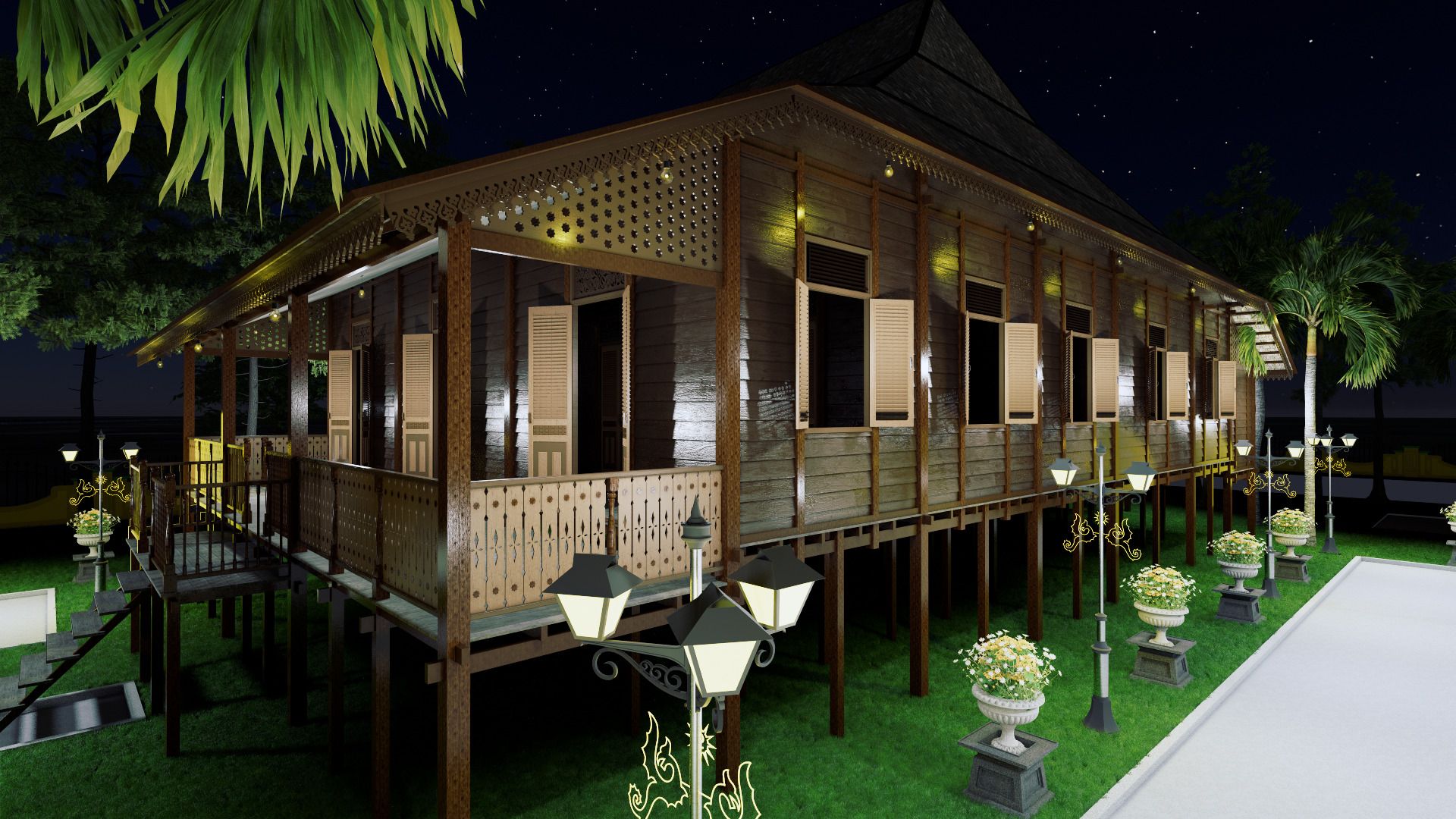 Limas Traditional House of Sambas West Borneo - Type 3 3D model_6
