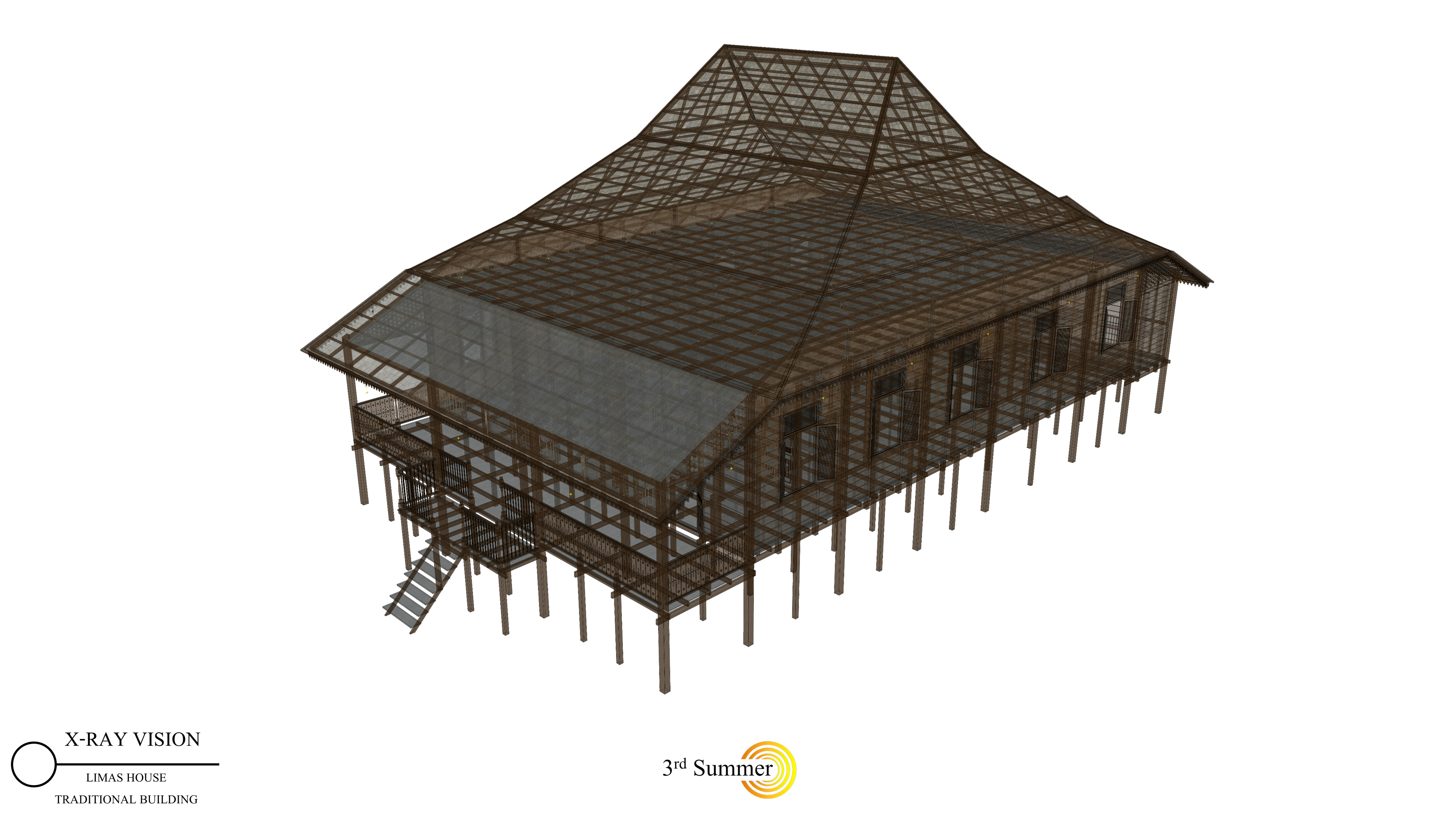 Limas Traditional House of Sambas West Borneo - Type 3 3D model_16