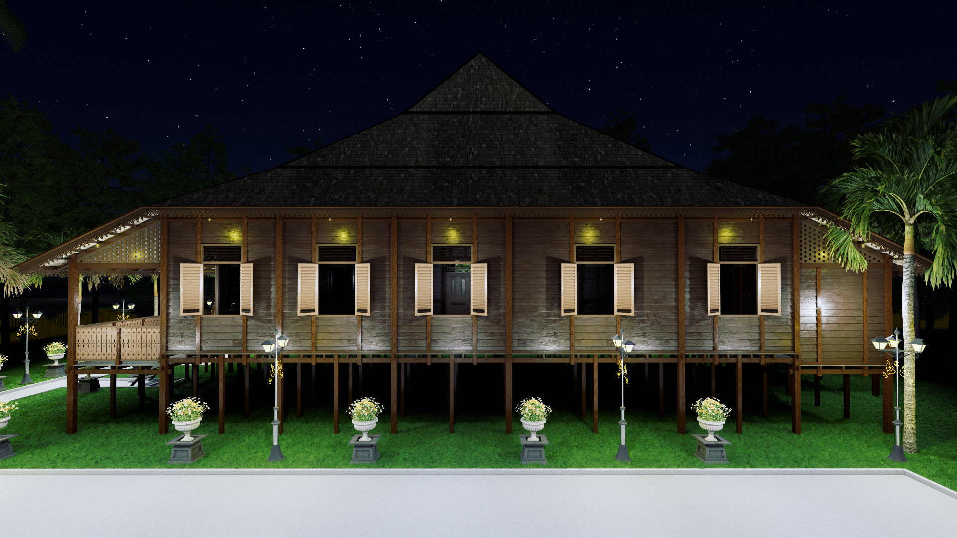 Limas Traditional House of Sambas West Borneo - Type 3 3D model_7