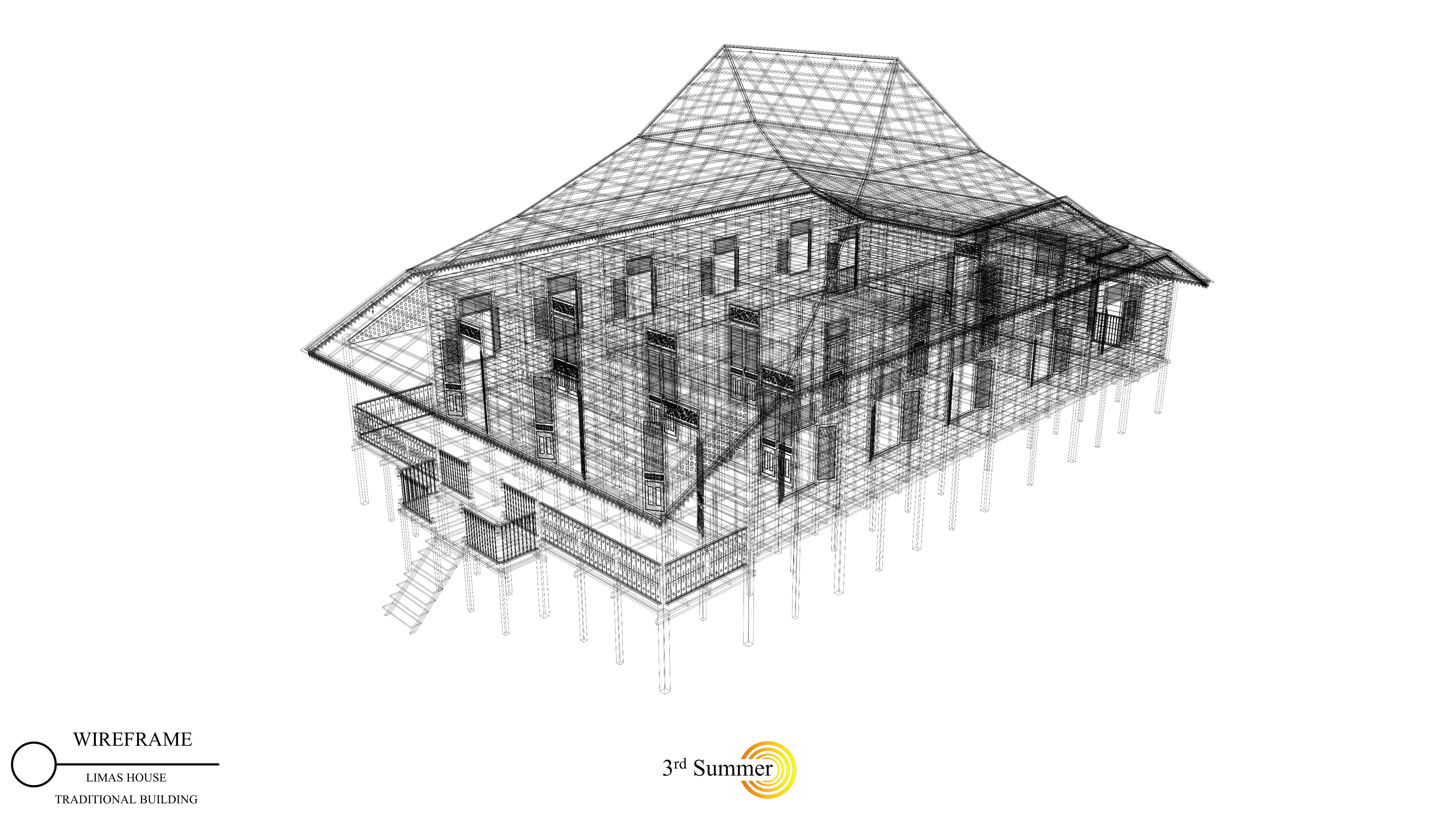 Limas Traditional House of Sambas West Borneo - Type 3 3D model_18