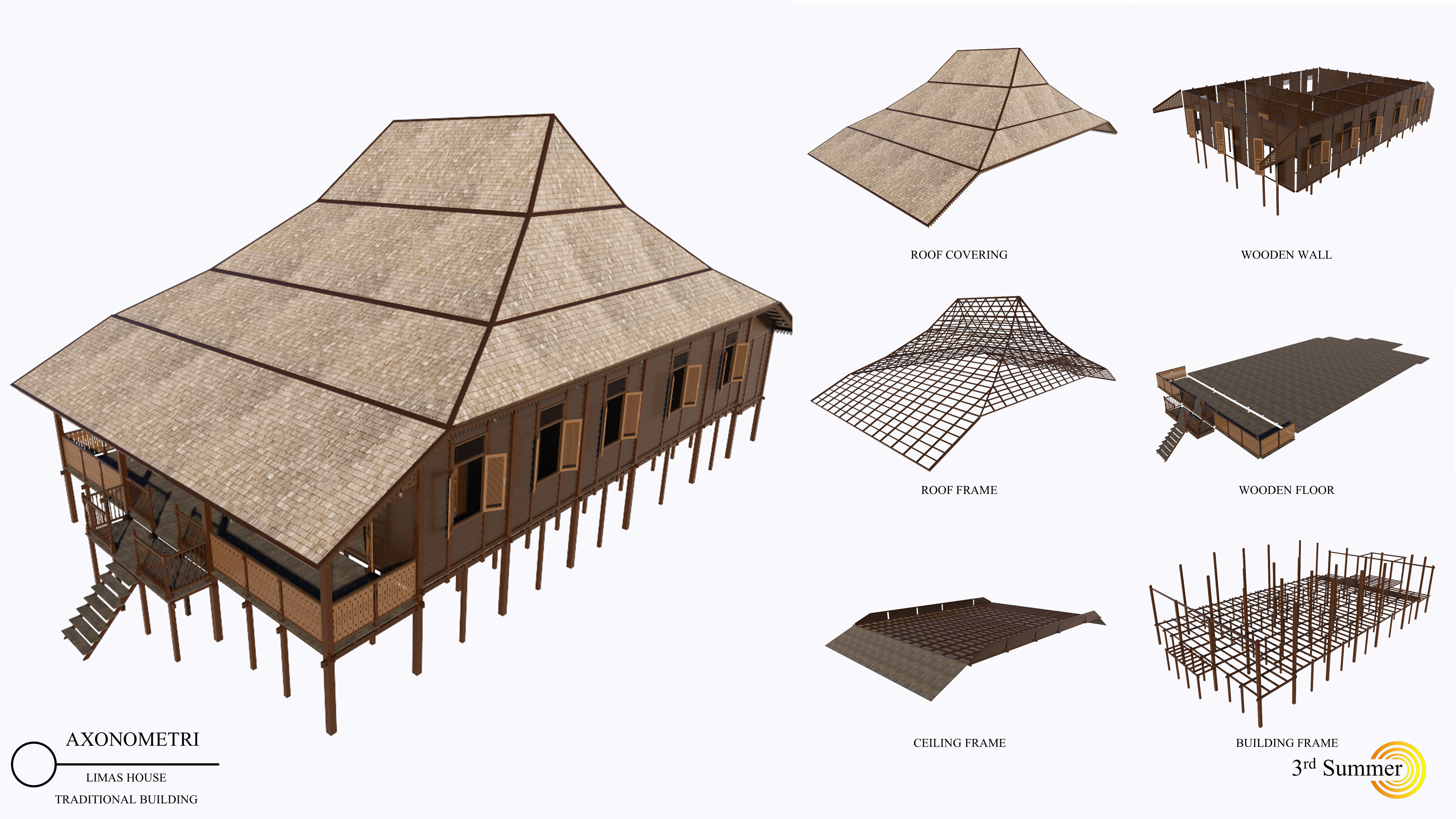 Limas Traditional House of Sambas West Borneo - Type 3 3D model_14