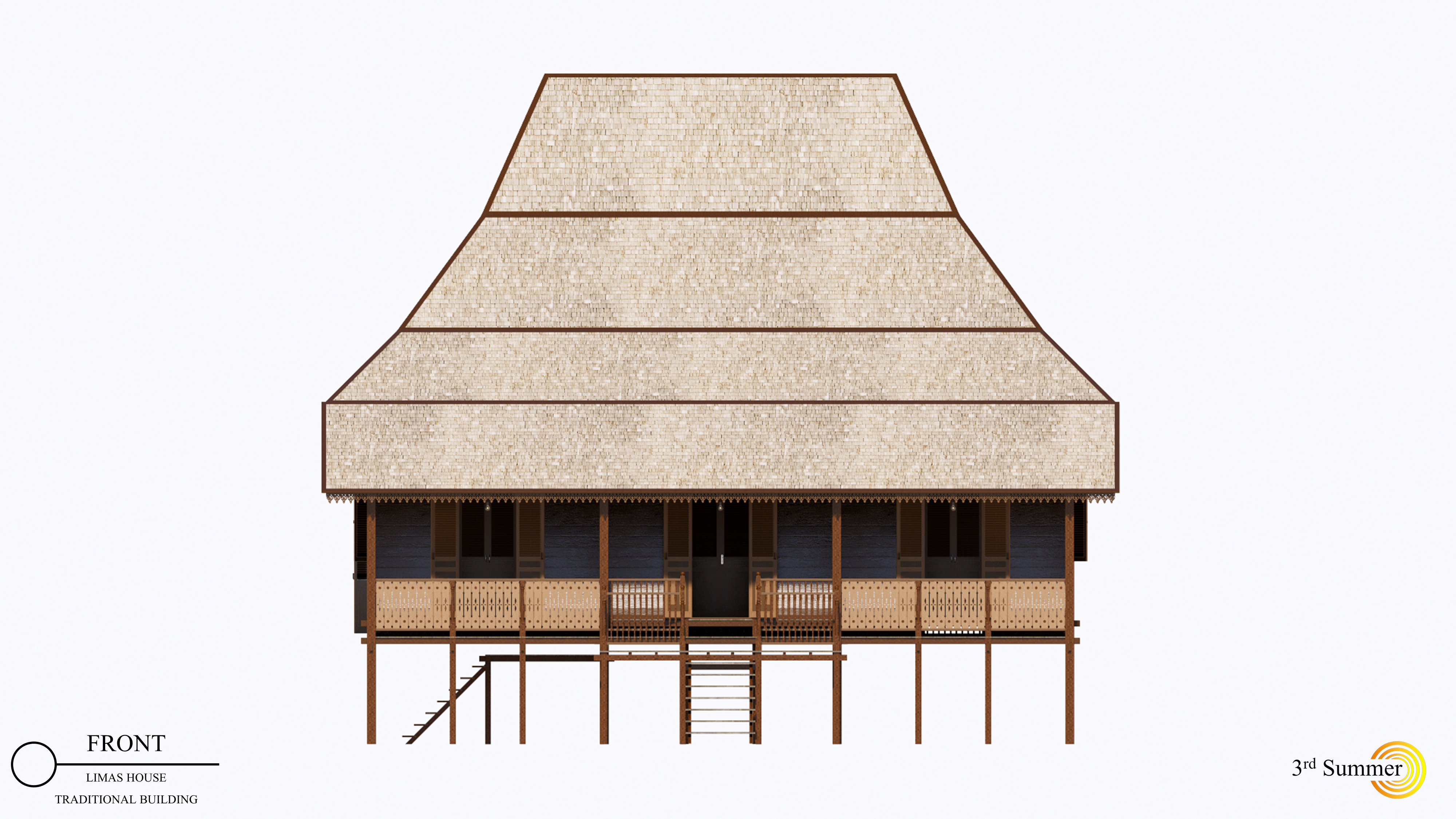 Limas Traditional House of Sambas West Borneo - Type 3 3D model_10