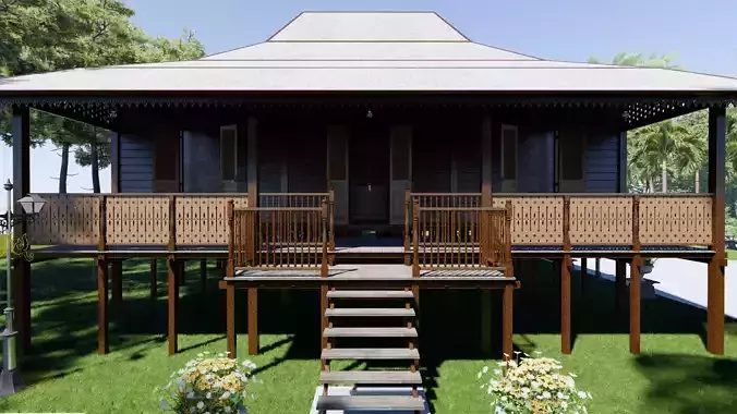 Limas Traditional House of Sambas West Borneo - Type 3 3D model