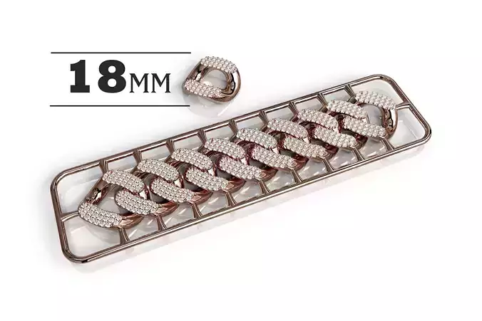 18mm Wide CUBAN Link Chain - HOLLOW FOR BRACELETS OR NECKLACE 3D print model