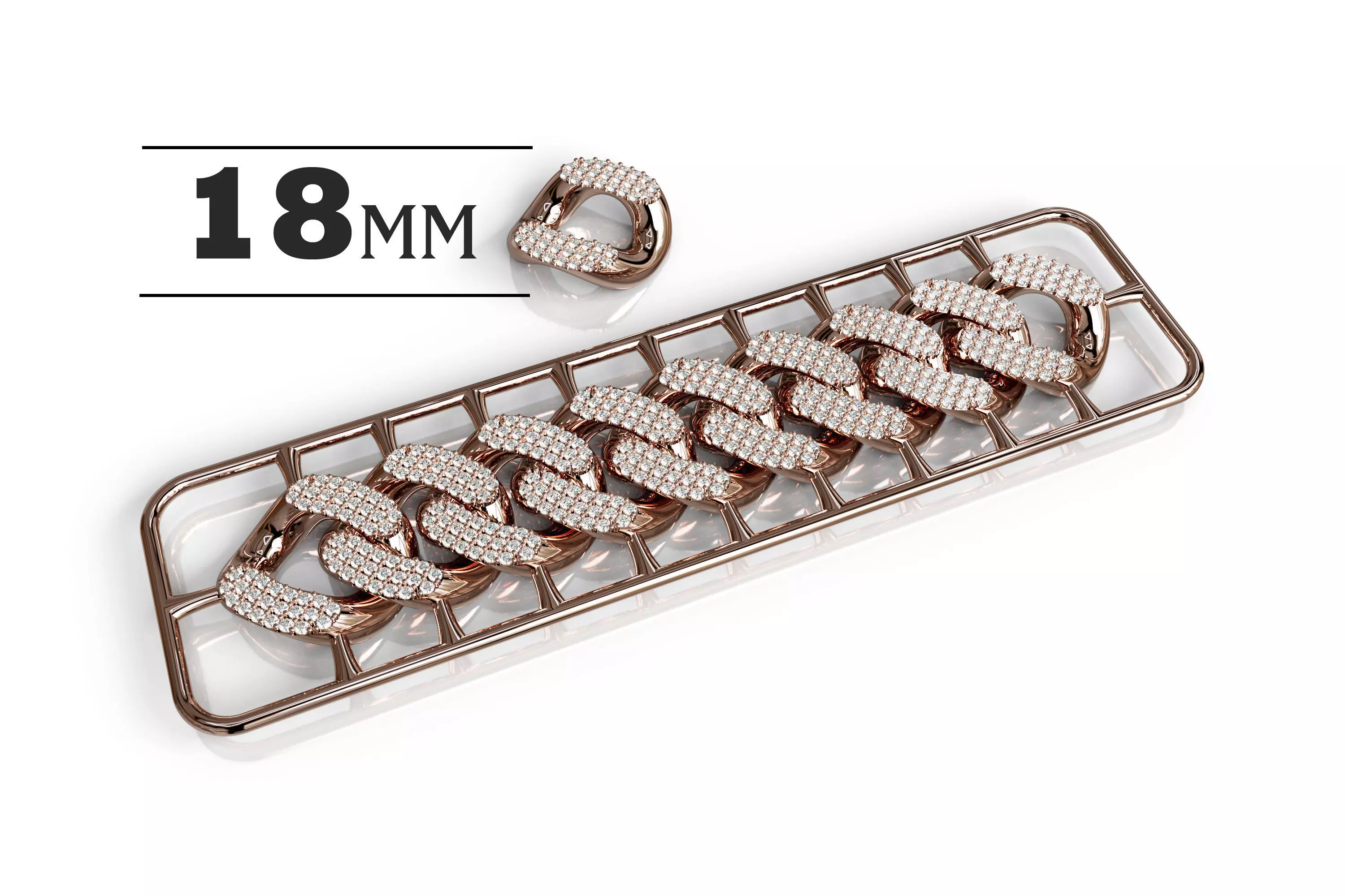 18mm Wide CUBAN Link Chain - SOLID FOR BRACELETS OR NECKLACE 3D print model_0