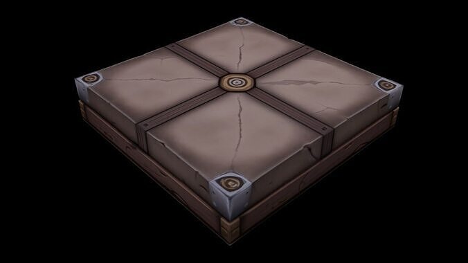 Stylized Ancient Stone Crate - AI Low-poly 3D model