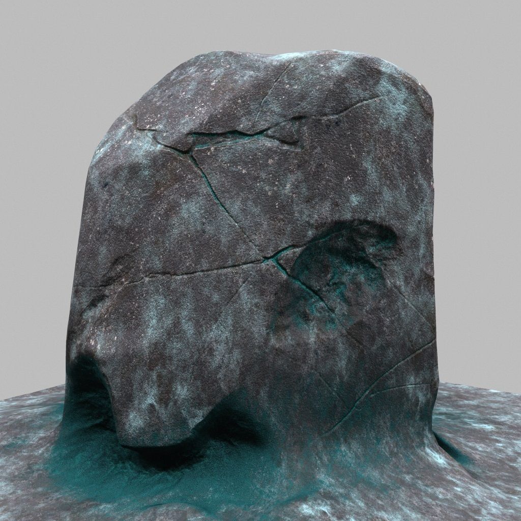 Rock with water Low-poly 3D model_4