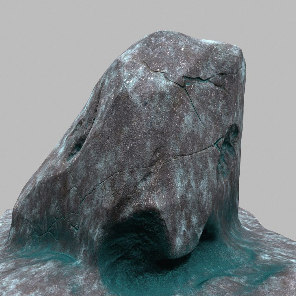 Rock with water Low-poly 3D model_7