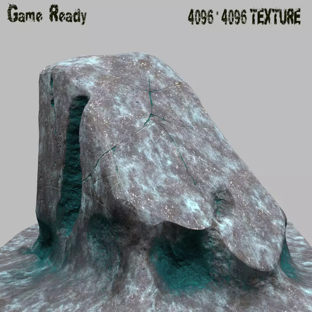 Rock with water Low-poly 3D model_0