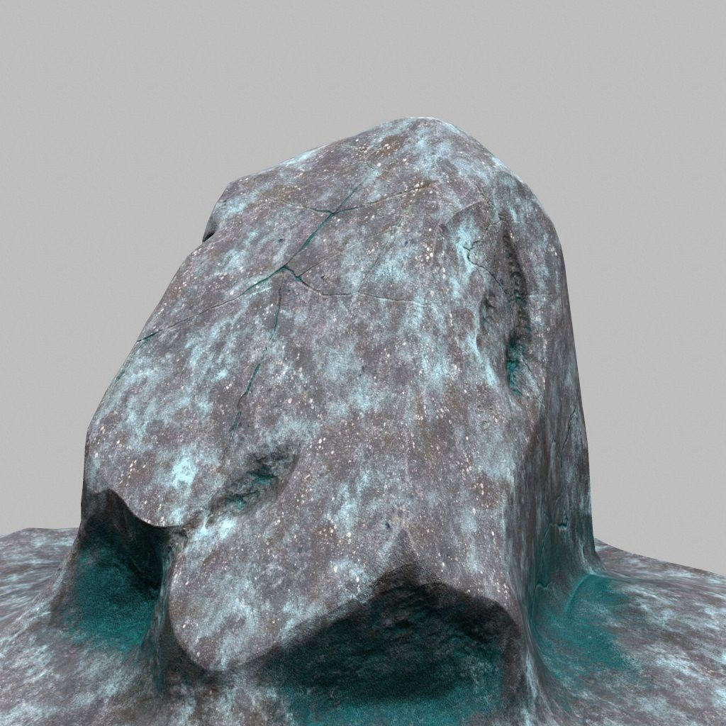 Rock with water Low-poly 3D model_12