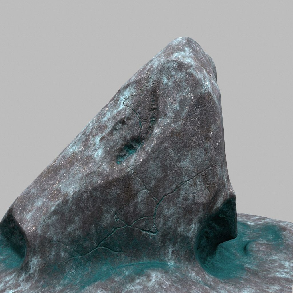 Rock with water Low-poly 3D model_10