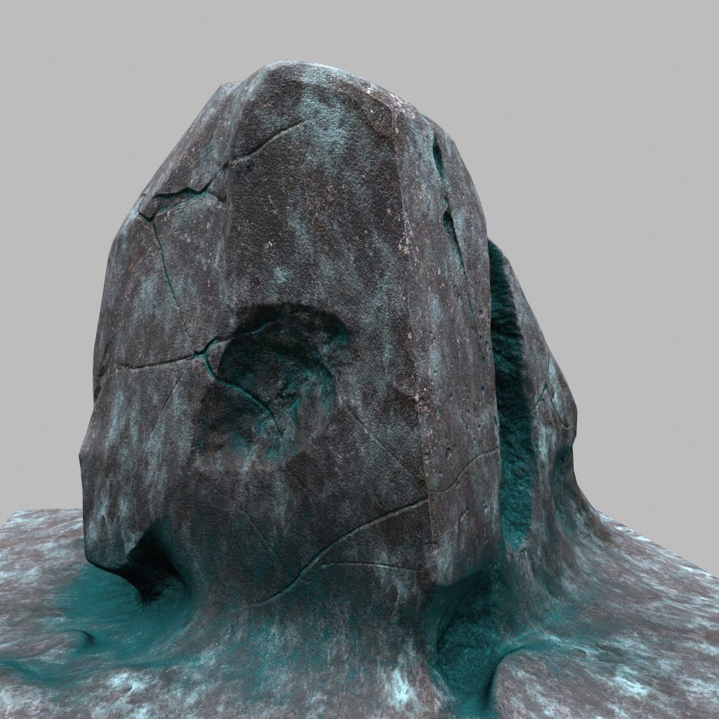Rock with water Low-poly 3D model_3