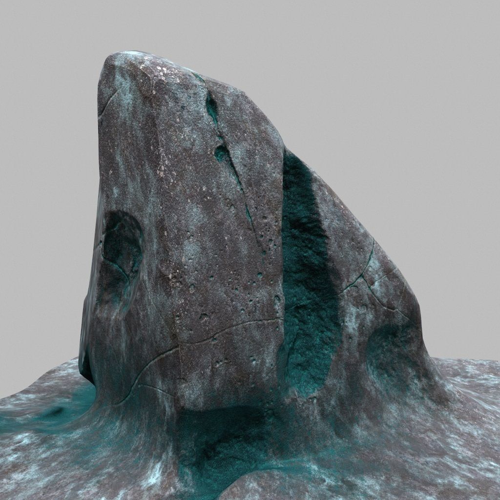 Rock with water Low-poly 3D model_2