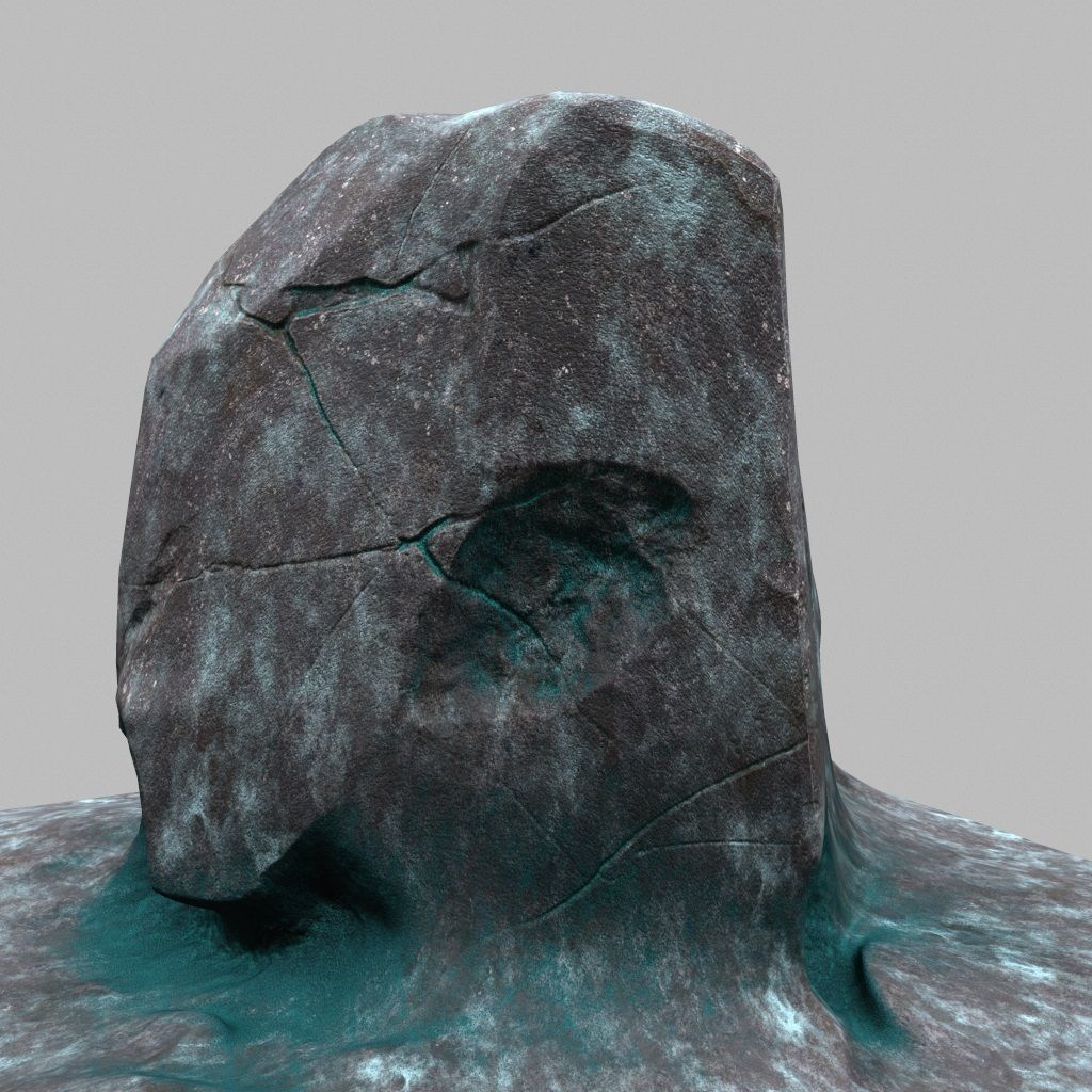 Rock with water Low-poly 3D model_5