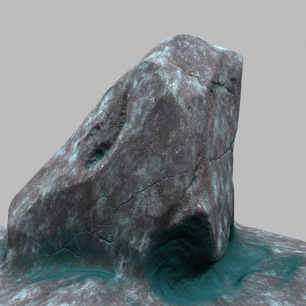 Rock with water Low-poly 3D model_8