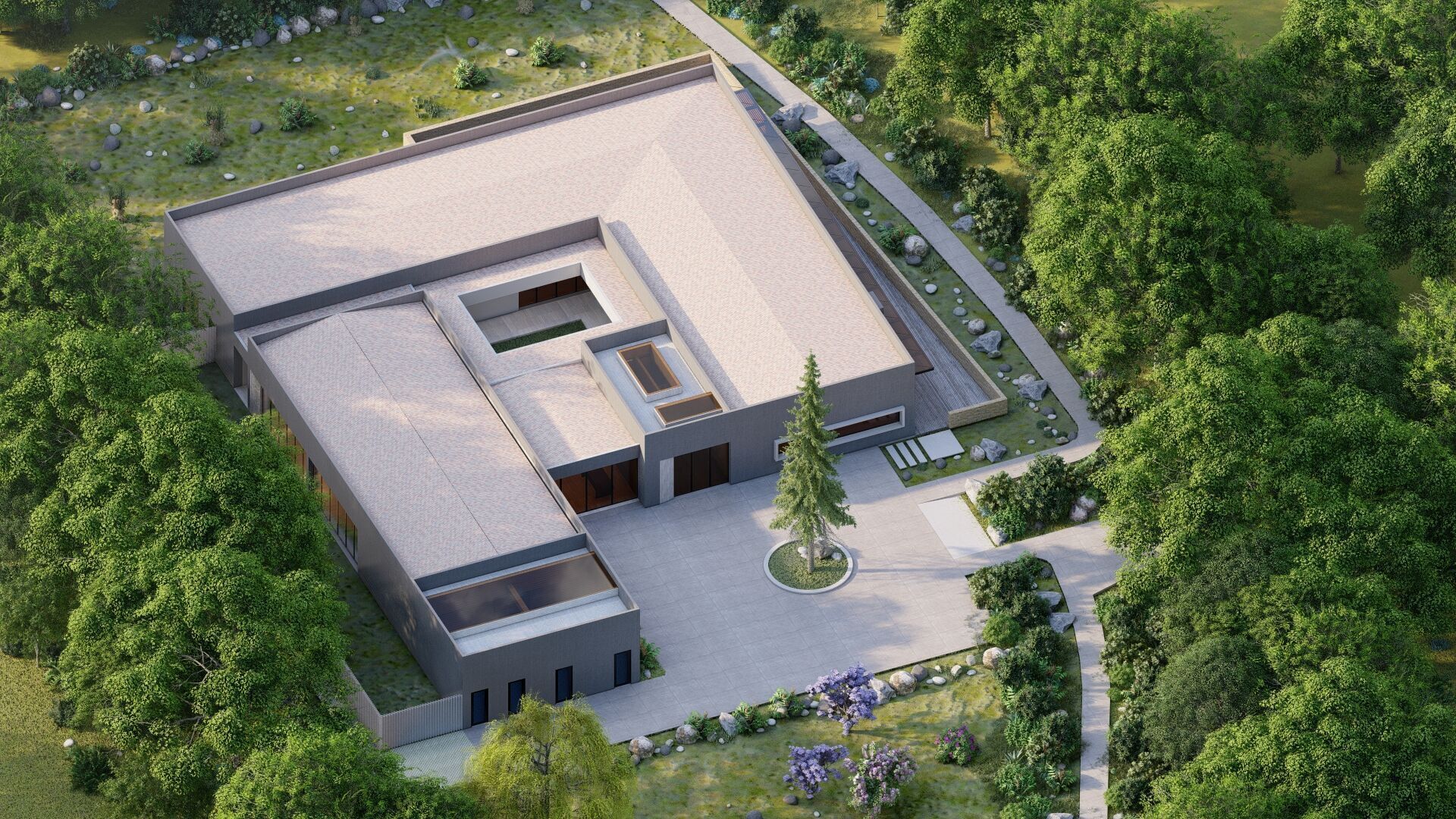 Modern office-Futuristic Skyscraper-Building office 3D model_2