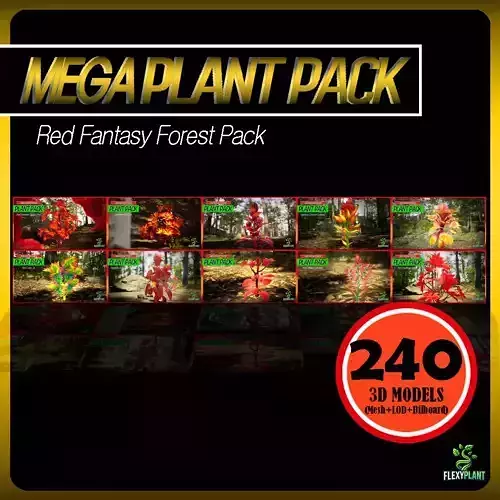 MEGA PLANT PACK - 10 Red Fantasy Forest Pack 