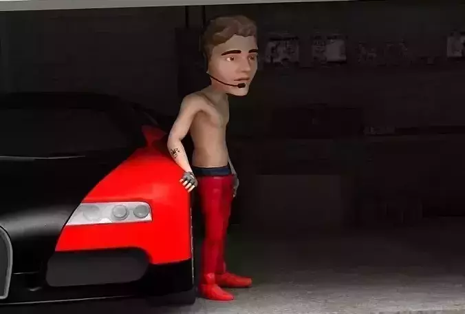 Bizzle justin bieber wearing pants and headset Low-poly 3D model