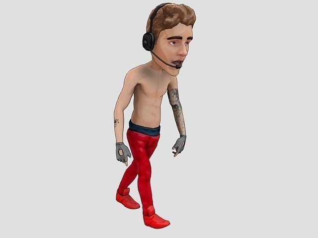 Bizzle justin bieber wearing pants and headset Low-poly 3D model_2