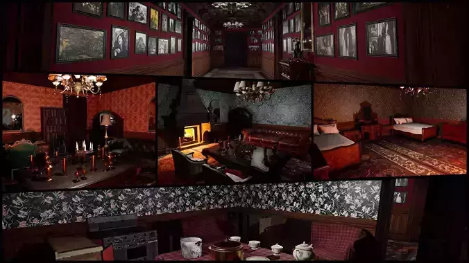 Victorian Manor Grand Chambers Elegant Hallways