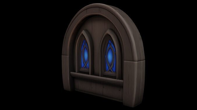Stylized Fantasy Window - AI  Low-poly 3D model