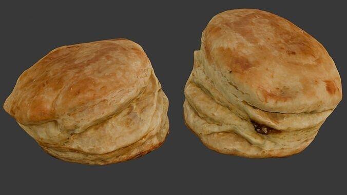 Buttermilk Biscuit 3D Scan Low-poly 3D model
