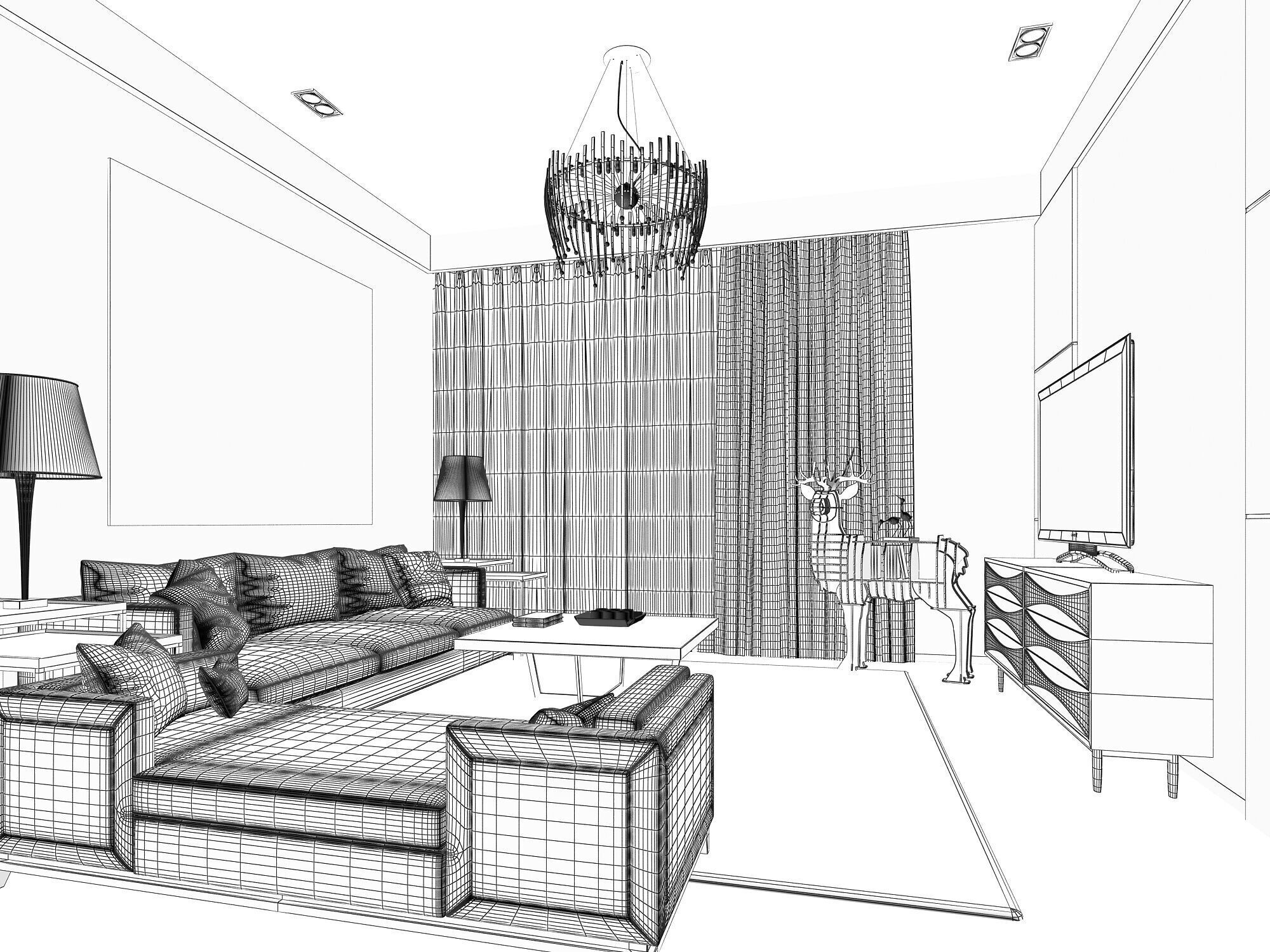 living room 3D model_4