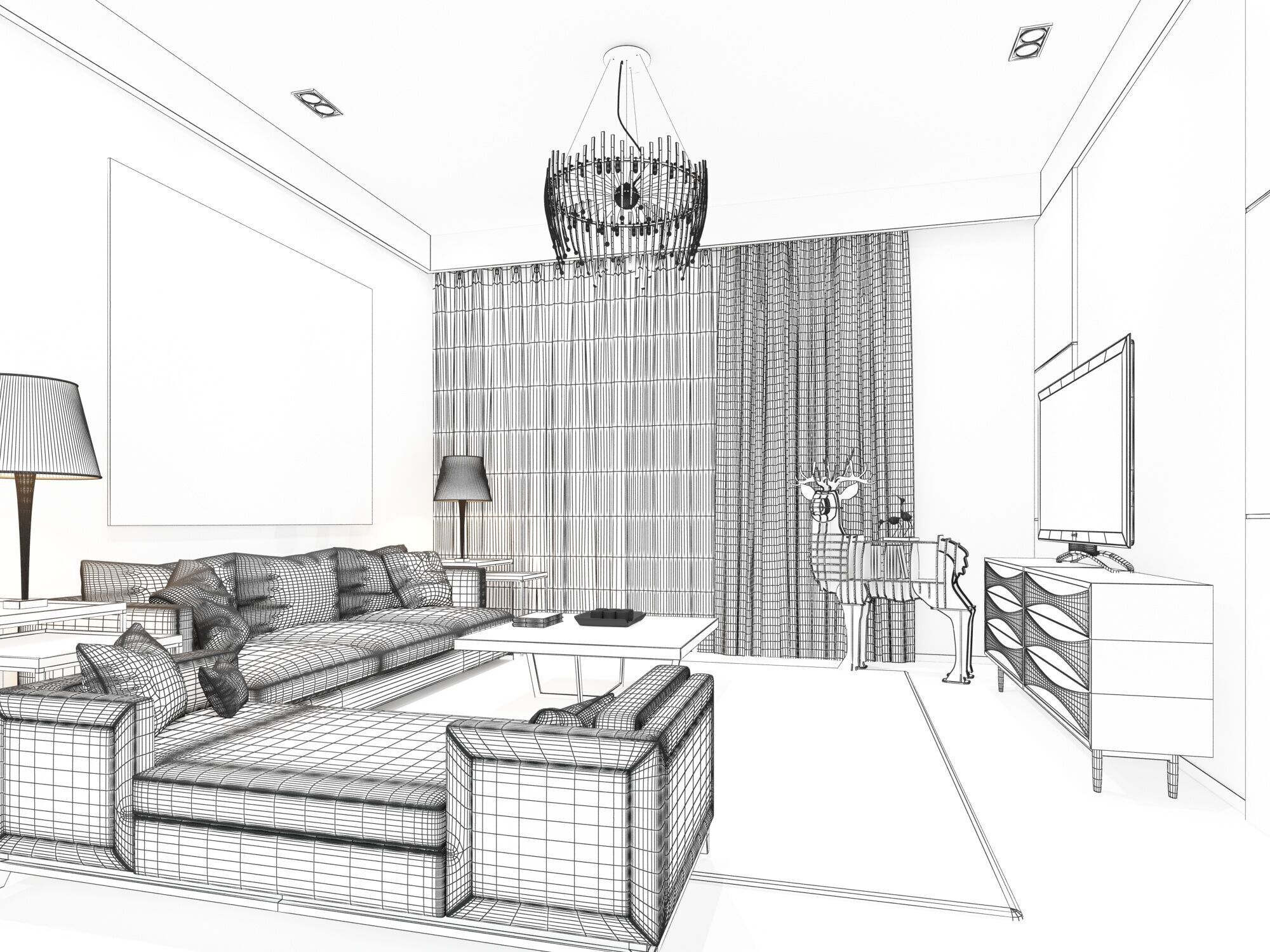 living room 3D model_6