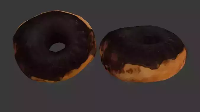 Realistic 3D Chocolate Glazed Donut