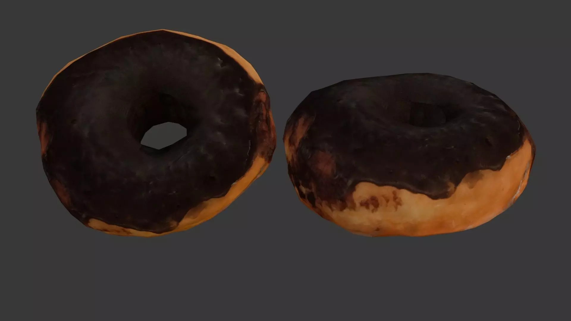 Realistic 3D Chocolate Glazed Donut Low-poly 3D model_0