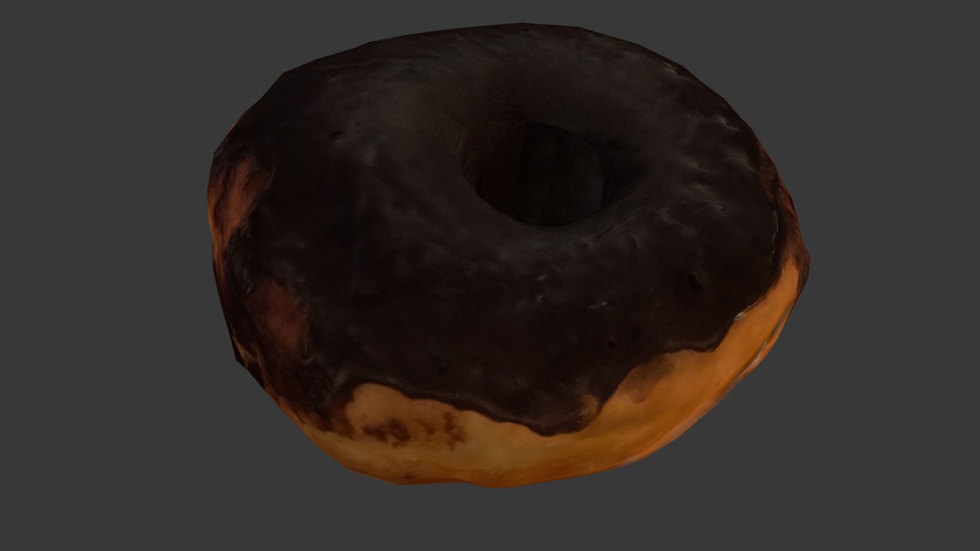 Realistic 3D Chocolate Glazed Donut Low-poly 3D model_4