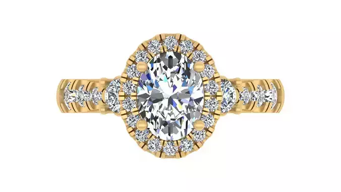 Oval-Cut Blue Gemstone Halo Engagement Ring