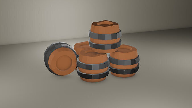 Lowpoly Barrel Low-poly 3D model
